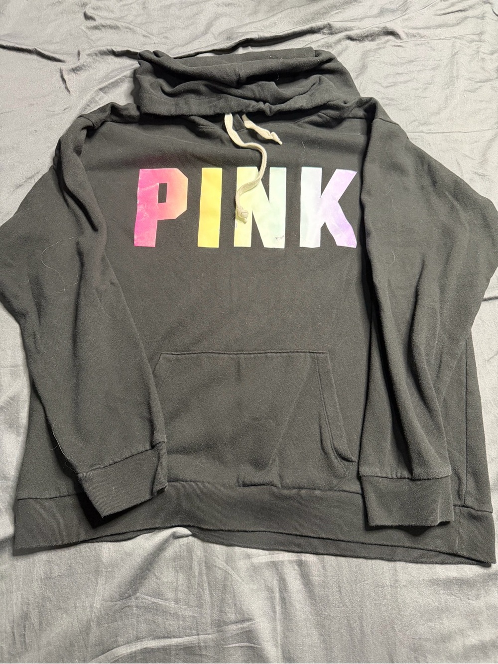 PINK Victoria's Secret Black Hoodie with Logo Tag